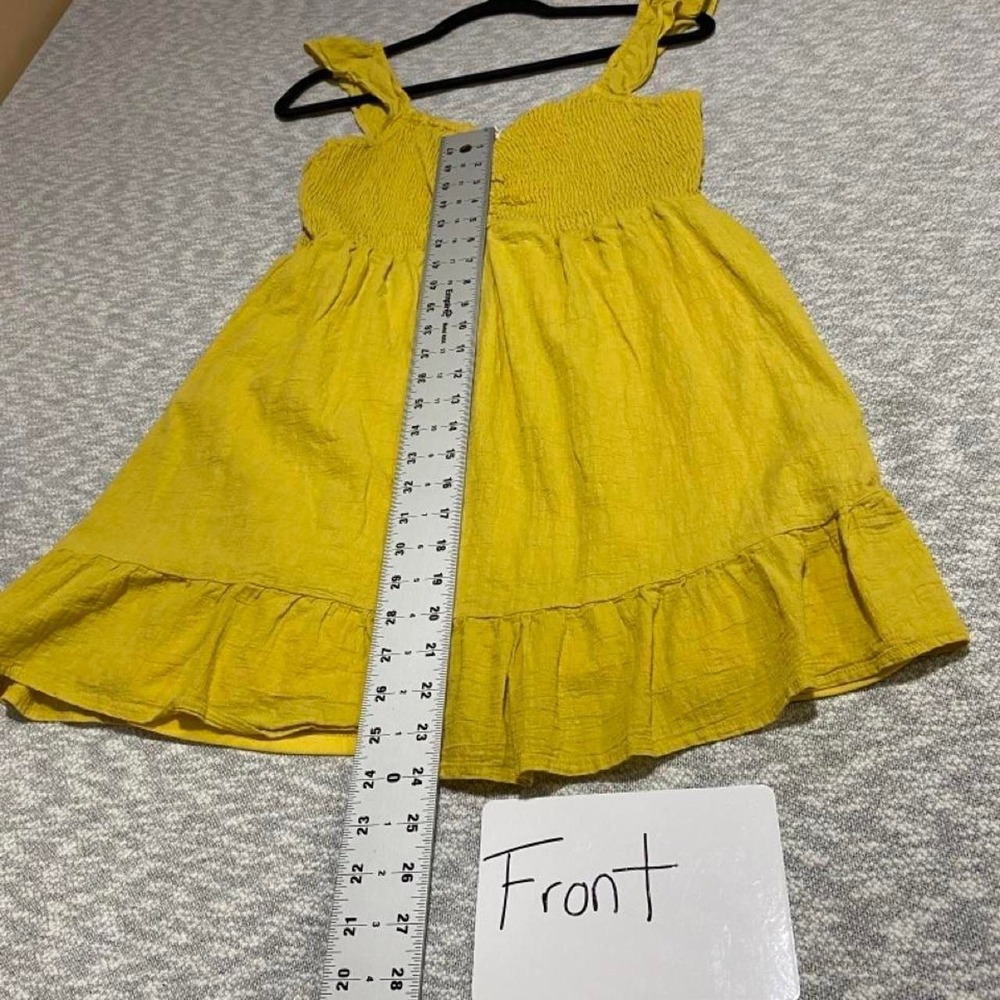 New in Yellow mini dress with ruffle hem women M. SKU-C47#summerdress